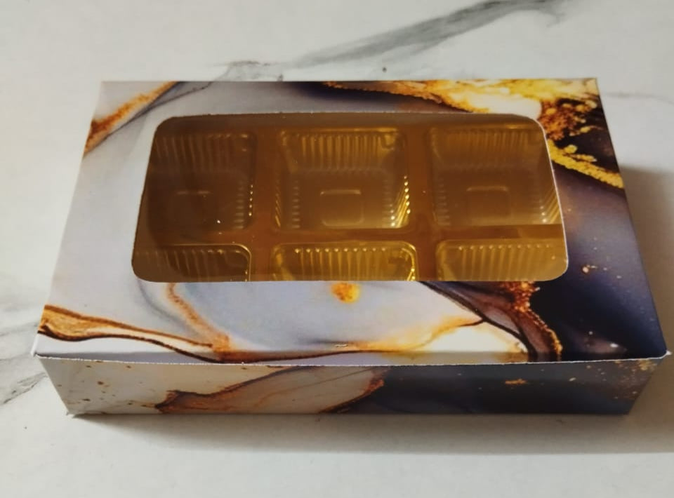 GT 448 6 Cavity Marble Design Chocolate Box - Geeta Trading Company
